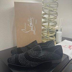 Christian Louboutin Dandy Chick Loafer Dress Shoe Black/Silver 45